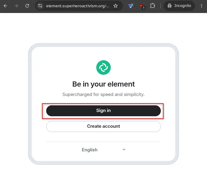 Sign in button on the portal page